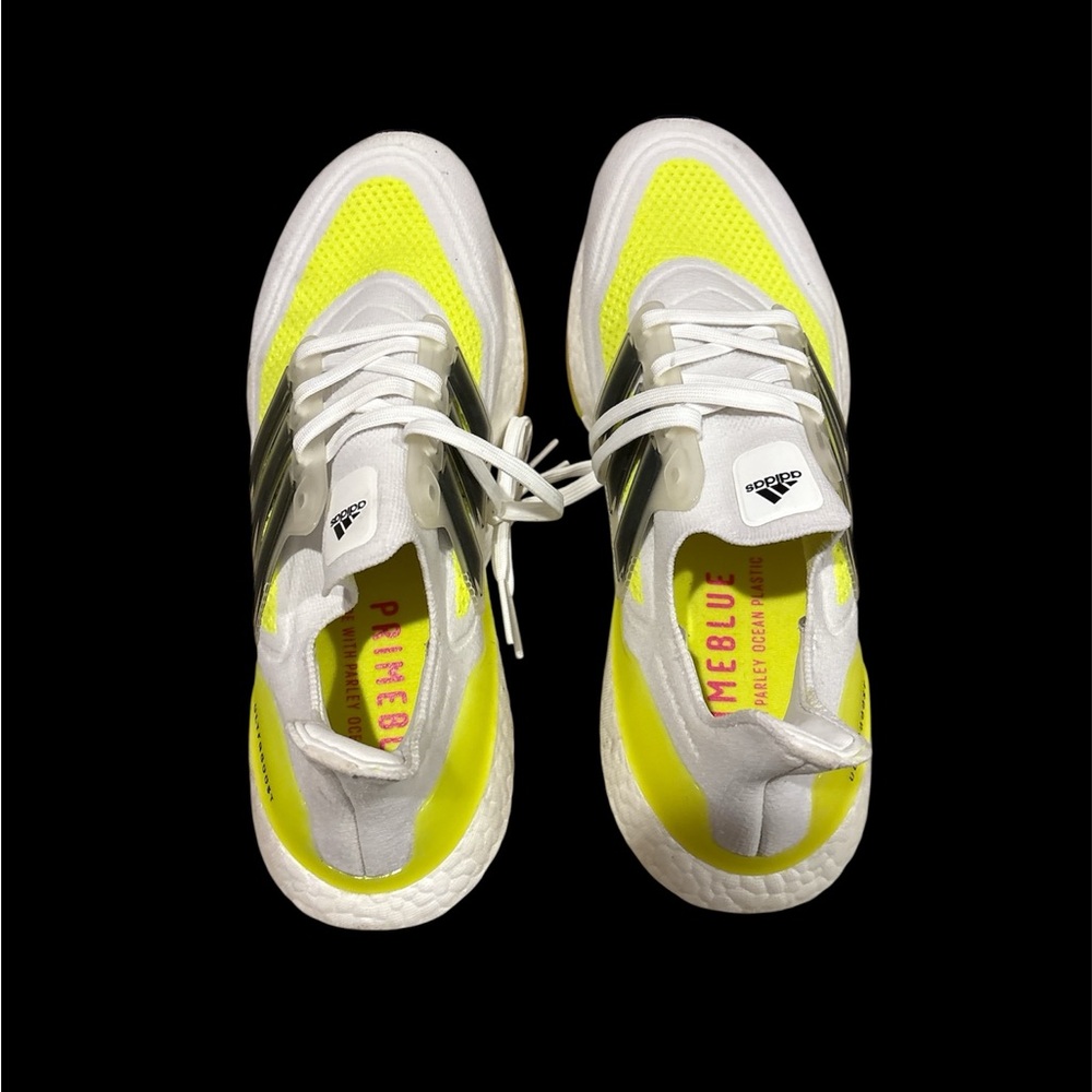 Adidas Neon Yellow and White Running Shoes